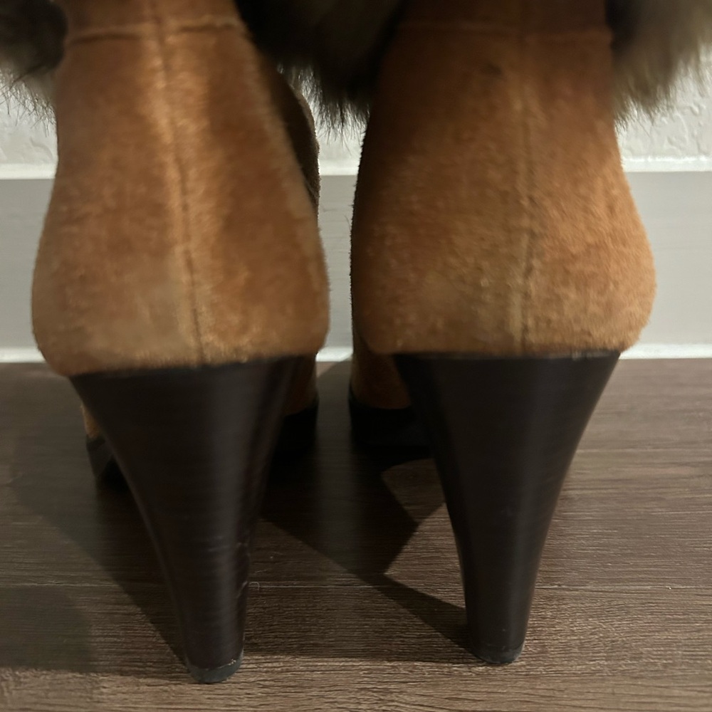 Michael Kors Women's Suede Leather Faux Fur Lined High Heel Booties Size 7m - Picture 7 of 12